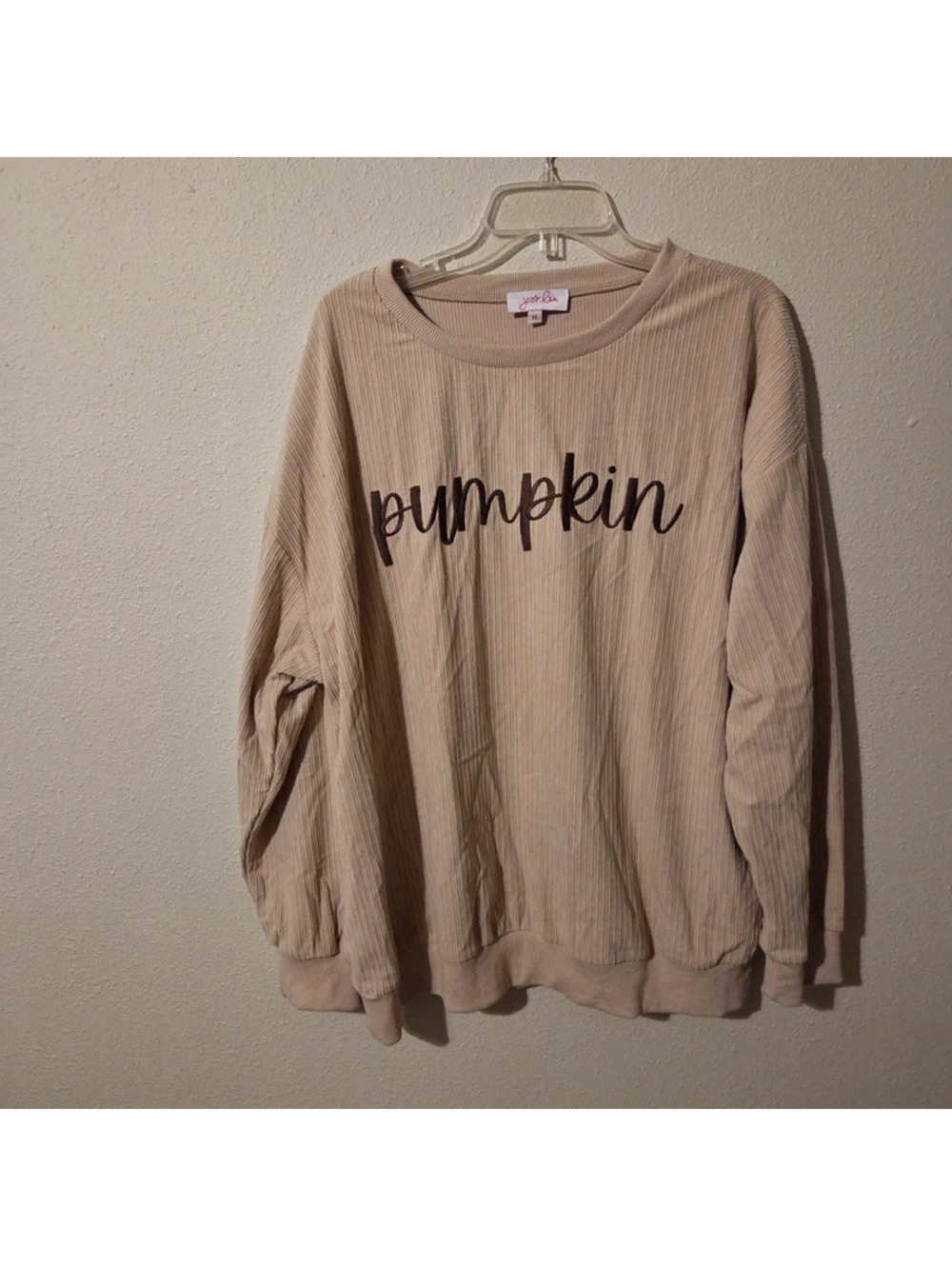 Pumpkin fall beige tan brown sweater cozy